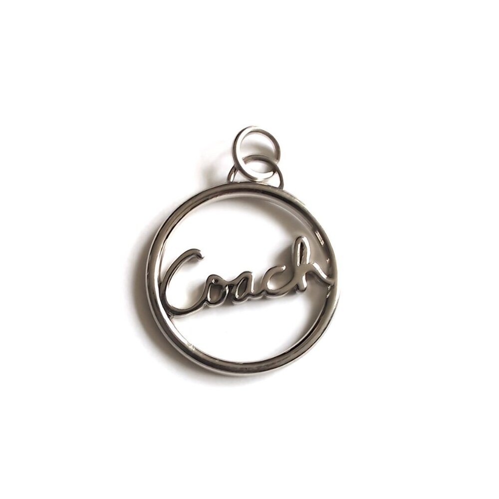 Coach Round Silver Hangtag with Script Coach Logo - image 1